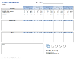 Weight Training Plan Template For Excel