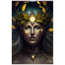 Perkunatele, Baltic Goddess of Thunder Wall Art, Percunatele Art Print,  Thunder God Poster, Baltic Mythology Art Print, Art Nouveau Female