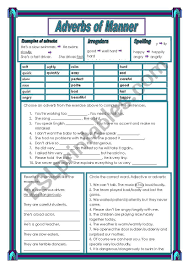 Adverbs of manner are probably the most common of all adverbs. Adverbs Of Manner Esl Worksheet By Freddie