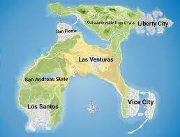 A leaked map rumored to be the vice city map of the highly anticipated grand theft auto 6 has been compared to grand theft auto v's los santos map to establish size and scale. Gta 6 Concept World Map Games Mapsland Maps Of The World