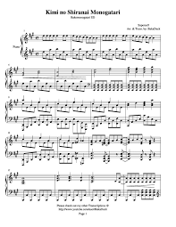 Kimi no shiranai monogatari (君の知らない物語, lit. Kimi No Shiranai Monogatari Free Sheet Music By Bakemonogatari Pianoshelf