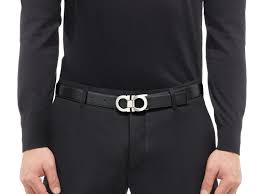 Cinturon Reversible En Brillante Piel De Becerro Con Hebilla Doble Gancio Ganci Accessori