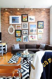 Hip Patterned Industrial Style In A Montreal Loft Brick Wall Living Room Brick Living Room Accent Walls In Living Room
