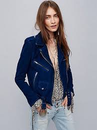 Leather Jackets Suede Jackets Free People Blue Suede Jacket Western Jacket Blue Suede Moto Jacket