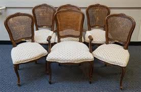Lot Six Louis Xv Style Fruitwood Cane Back Dining Chairs