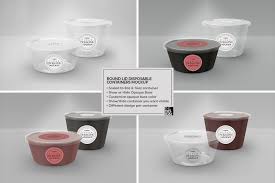 Round Lid Deli Containers Mockup Clear Container Packaging Mockup Clear Plastic Containers