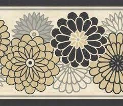 Wallpaper Border Waverly Modern Black Grey Beige Floral On Cream Amazon Com Kitchen Dining Wallpaper Border Floral Wallpaper Grey And Beige
