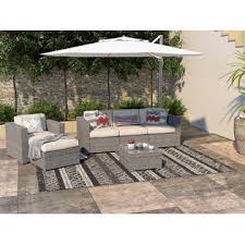 Check it out today, as well as our huge collection of patio furniture cushions and pads to make your pieces really sing, and get ready for some fun in the. Moprem Home Sswit200037 6 Piece Patio Conversation Set Garden Cushioned Sofa Outdoor Furniture Set Wicker Couch Set Grey Wicker And Beige Cushion