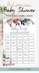 Floral Baby Shower Baby Bingo Printable Bohemian Baby Shower Baby Bingo Printable Baby Shower Games