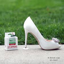To prevent dents, take high heels off by the door. Stoppers Heel Protectors Stop Sinking Into Grass