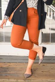 3 New Stunning Burnt Orange Pants You Need To Launch Your Official Fall Wardrobe With Today Orange Pants Fall Wardrobe Orange Pants Outfit