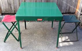Vtg Green Metal Coleman Folding Picnic Table Chairs Model 640 Original Box Coleman Folding Picnic Table Picnic Table Table And Chairs