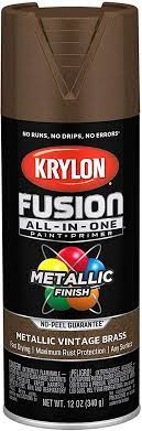Krylon K02774007 Fusion All In One Spray Paint For Indoor Outdoor Use Metallic Vintage Brass Amazon Com