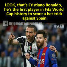 Bak O Cristian Ronaldo Fifa Dunya Kupasi Tarihinde Ispanyana Hat Trick Yapan Ilk Kisi Ronaldo Football Fifa Funny Soccer Funny