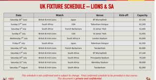 The 2009 british & irish lions tour to south africa was an international rugby union tour which took place in south africa from may to july 2009. Boks Set For B I Lions Tour In The Uk Sa Rugbymag