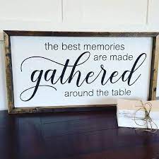 The Best Memories Are Made Gathered Around The Table Kitchen Wall Quotes Sign Quotes Trending Decor