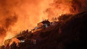 Massive plumes of smoke rising over the Croatian coastline as firefighters battle wildfires near Omiš.