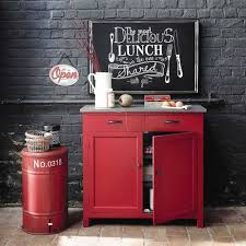 Buffet En Bois Rouge L 90 Cm Cerise Maisons Du Monde Mobilier De Salon Decor De Ferme Industrielle Meubles Peints En Rouge