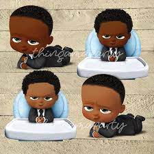 African American Boss Baby Boy Babies Of Color Set Afro Hair Clipart Instant Download Baby Birthday Party Theme Boss Baby Baby Boy 1st Birthday