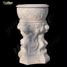 Fancy plant pots for sale. Decorative White Marble Flower Pot With Luxury Child Figures Designs For Sale Mokk 48 You Fine Sculpture
