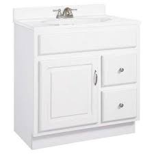 Wigington bathroom vanity features a durable mdf and particleboard frame with smooth walnut grain laminate, four tapered wood legs, and adjustable. Juno White Ready To Assemble 1 Door And 2 Drawer Vanity White 30 Inch By 21 Inch
