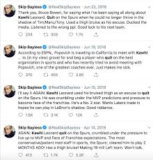 — skip bayless (@realskipbayless) september 18, 2020. Nba C J Mccollum Calls Out Skip Bayless For His Kawhi Leonard Hatred