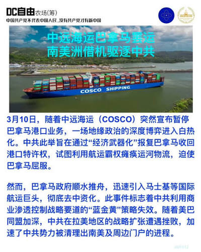 中远海运巴拿马罢运南美洲借机驱逐中共！ #中远海运#COSCO #巴拿马#南美#全球灭共