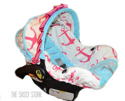 Pink Aqua Anchor And Grey Infant Car Seat Cover By Sassystork 89 99 Baby Girl Gear Car Seats