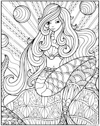 See more at coloringqueen.net and read reviews of our favorite mermaid coloring books for adults. Enchanting Mermaid With Lots Of Patterns Coloring Pages Printable