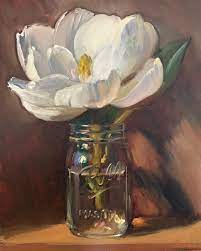 Noah Verrier On Instagram Magnolia In A Mason Jar Oil 8x10 Sold Art Painting Oilpainti Oil Painting Flowers Still Life Oil Painting Floral Painting