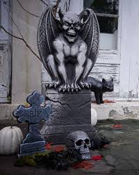 Guard Any Graveyard With This Ghastly Gargoyle Tombstone Halloween Outdoor Decorations Halloween Tombstones Halloween Props