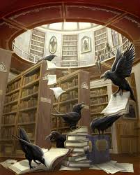 Ravens In The Library By Rob Carlos Library Art Raven Art Art