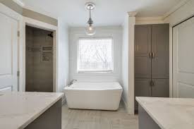 Ikea Bodbyn Grey Bathroom Cabinets Free Standing Tub Walk In Shower Doorless Shower Bathrooms Remodel Shower Renovation Walk In Shower