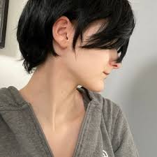 Men Cosplay Anime Black Fringe Bangs Short Hair Layered Wig Free Cap