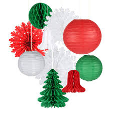 Hang christmas decorations from ceiling. Easy Joy Retro Christmas Decorations Set Snowflake Paper Fans Jingle Bell Xmas Tree Honeycomb Hanging Ceiling Wall Decor Party Supplies Photo Back Drop Set Of 10 Buy Online In Antigua And Barbuda