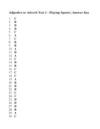 To print either the test or answer key. Adjectives And Adverbs Test Answers