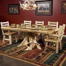 The cedar lake solid wood log dining table is available unfinished, with a clear finish, a honey pine finish, or a vintage whiskey finish. Unique Rustic Dining Room Tables Barnwood Log Dining Tables