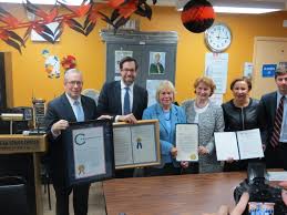 Fellow politicians honor Joan Millman in Carroll Gardens, by George Fiala