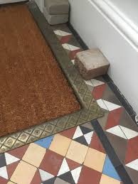 Recessed Doormat With Brass Surround Hall Tiles Victorian Hallway Tiles Hallway Flooring