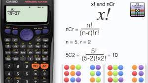 How To Use Ncr On A Calculator Factorial Function X Casio Fx 83gt Fx 85gt Fx 300es Youtube