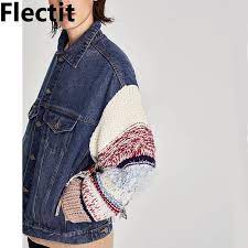 Maybe you would like to learn more about one of these? Flectit Oversized Contrast Knitted Sleeve Denim Jacket Women Fringed Tassel Jeans Jackets Street Style 2021 Jackets Aliexpress