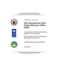 Pdf 2003 Undp Assessment Of The Public Attorneys Office