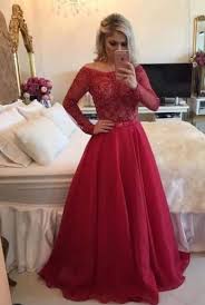 New Arrival Prom Dress Pretty Red A Line Lace Long Pretty Red Prom Dresses Prom Dresses With Sleeves Prom Dresses Long With Sleeves