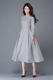 Wool Dress Winter Dress Gray Wool Dress Boat Neck Wool Etsy Winter Dresses Wool Dress Womens Dresses