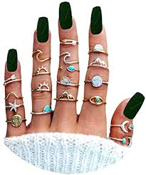 Top trendy jewelry crafts for teens. Amazon Com 7 19pcs Star Moon Knuckle Rings For Women Girls Teens Boho Silver Stackable Rings Set Joint Midi Finger Stacking Rings A Clothing Shoes Jewelry