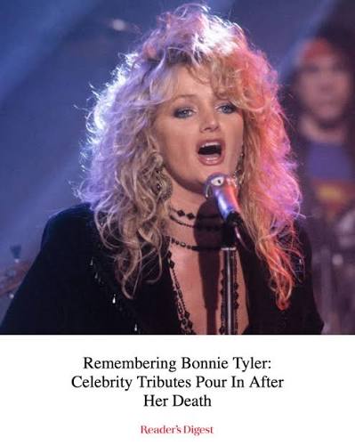 Bonnie Tyler is being remembered by Rod Stewart, Catherine Zeta-Jones,  Bryan Adams and more after the legendary singer's death at 75. Read more at  the link in the comments. ⬇️