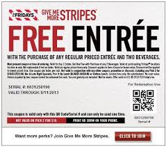 Tgi Fridays Free Entree Printable Coupon Tgi Fridays Coupons Tgi Fridays Printable Coupons