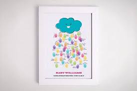 Happy Cloud Thumbprint Baby Shower Guestbook The Little Umbrella Baby Shower Guest Book Baby Shower Guest Book Alternative Baby Shower Book