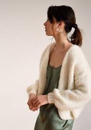 Mohair Bomber Cardigan Dark Grey Hand Knit Chunky Knit Cardigan Balloon Sleeves Soft Kid Mohair In 2020 Chunky Knit Cardigan Slouchy Cardigan Knit Cardigan Pattern