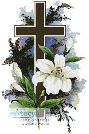 Model stitched two over two on 32 ct. Easter Cross 2 Cross Stitch Pattern By Tereena Clarke Crosstitch Com